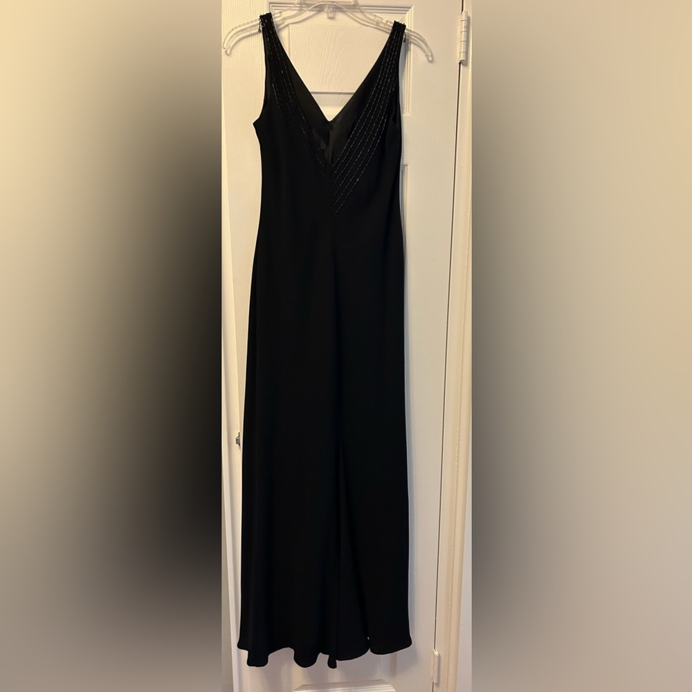 Jones New York Evening gown with bugle bead neckline.